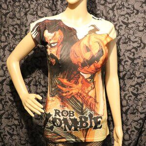 Rob Zombie Band Metal Halloween pumpkin Fitted slim Shirt medium